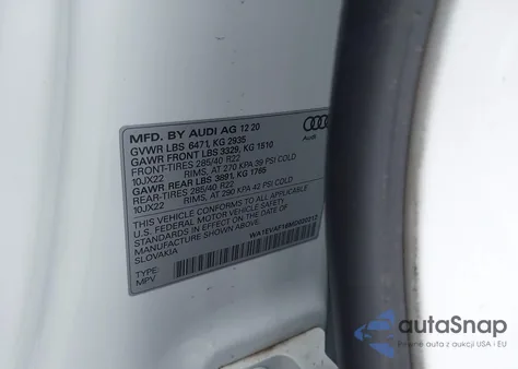 2021 Audi Q8 Premium Plus 55 Tfsi Quattro Tiptronic z USA, uszkodzony, nr VIN WA1EVAF16MD020212